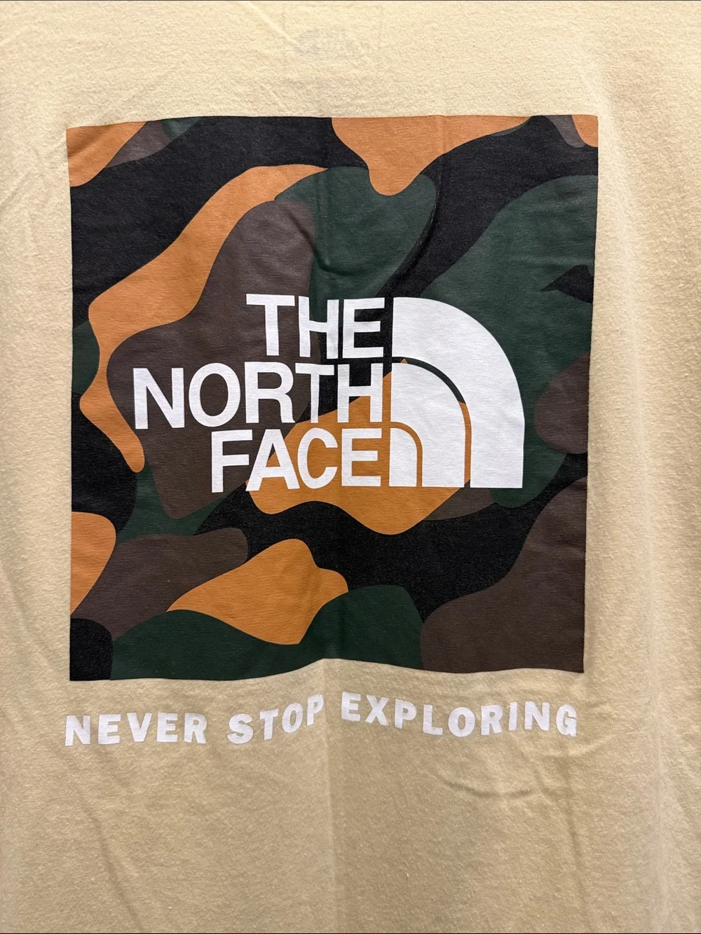 The North Face Men’s Short Sleeve Tee — Sandstone with White Logo